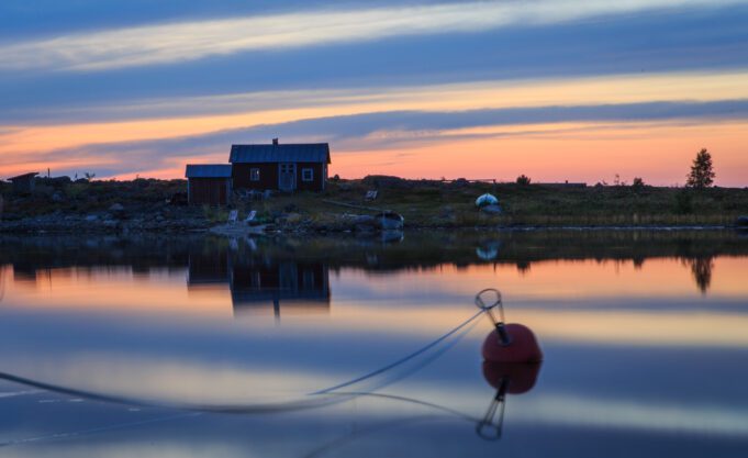skärgården i solnedgång